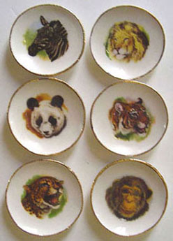 Dollhouse Miniature Wild Animal Plates